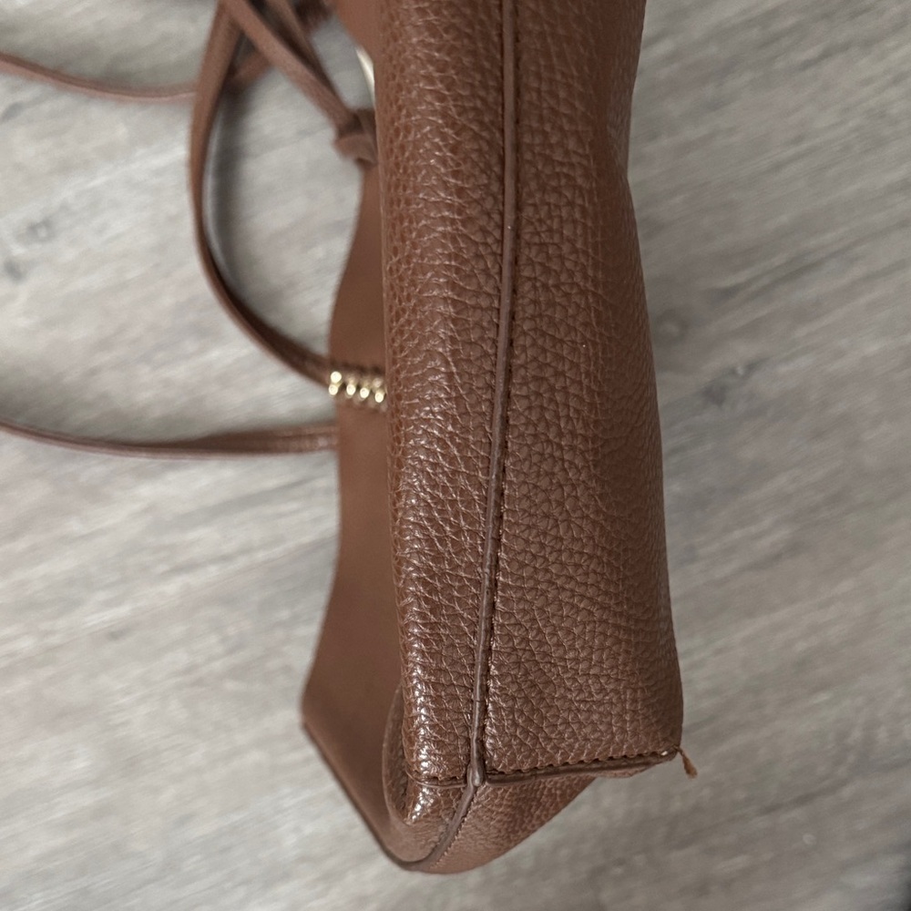 BCBG Brown Tote Bag with Gold Accents - Picture 7 of 11